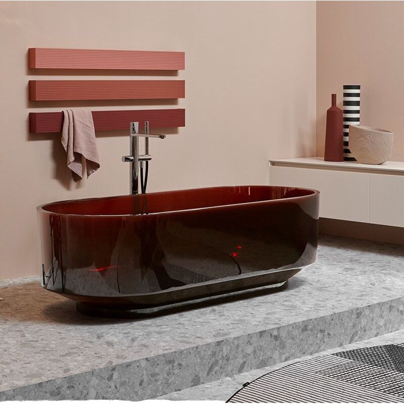Freestanding Tub Manufacturer - Contemporary Oval Resin Acrylic Colourful Transparent Solid Surface Stone Walk in Shower