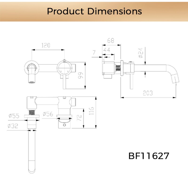 Basin Faucet Manufacturer - Single-Hole Brushed Gold Stainless Steel Wall Mounted Modern Design Single Handle Hot and Cold Water Mixer