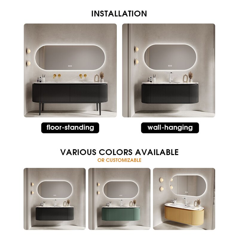 Bathroom Vanity Cabinets Manufacturer - Modern Marble Top Storage Sets Luxury Elegant Waterproof Washroom Furniture Basin