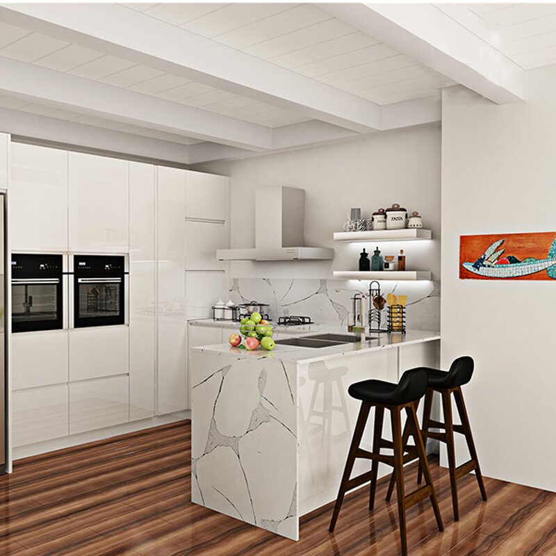 Kitchen Island Table Manufacturer - Cabinet Factory Supply Modern High Glossy Lacquer for Home Italian White 1 Set