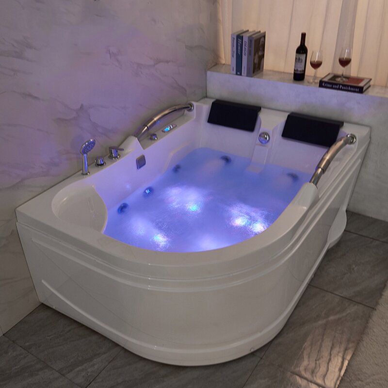 Acrylic Bathtub Manufacturer - 2 Person Whirlpool Led on the Bottom Outdoor Massage Hot Tub Spa Jacuzzier Indoor