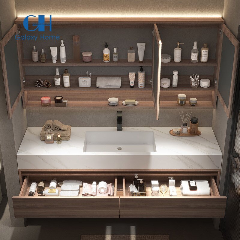 Bathroom Vanity Cabinets Manufacturer - Wholesale with Single/Double Sinks & Mirror for Hotel Bathroom Furniture