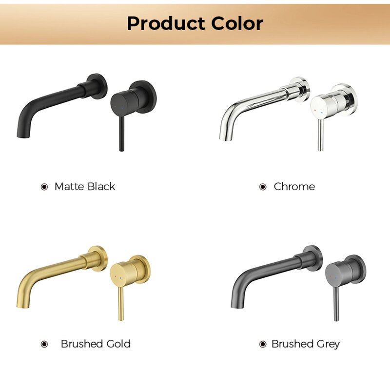 Basin Faucet Manufacturer - Single-Hole Brushed Gold Stainless Steel Wall Mounted Modern Design Single Handle Hot and Cold Water Mixer