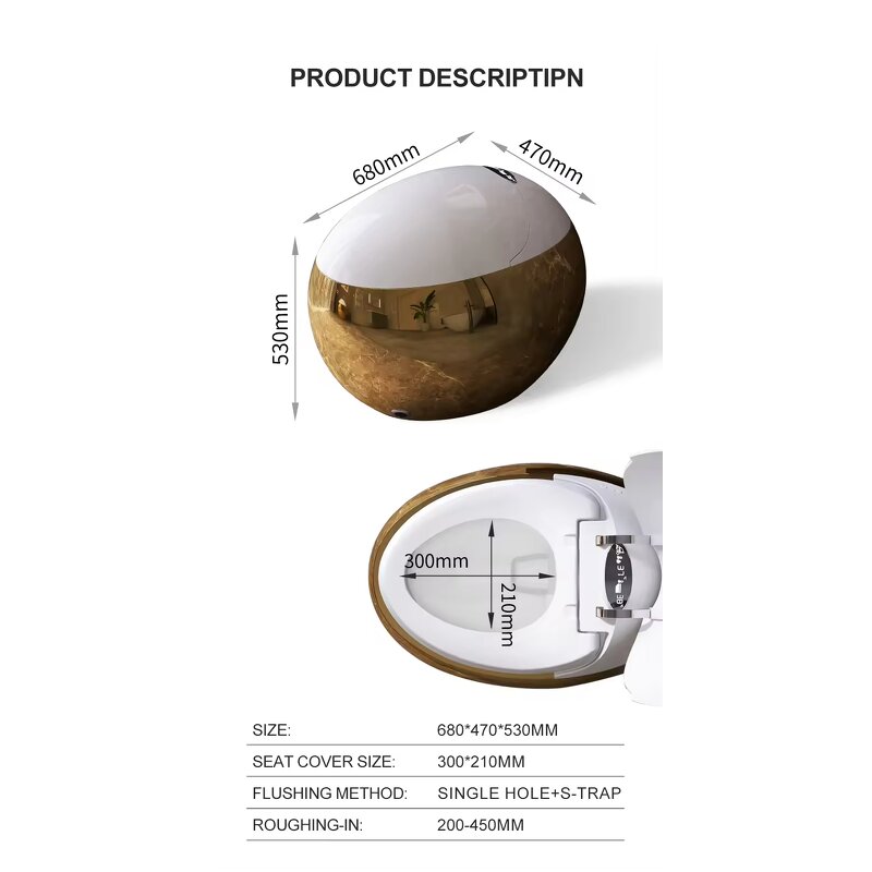 Smart Toilet Manufacturer - Gold Remote Control Egg Toilette Bowl Tankless Electric Automatic Intelligent with Sensor