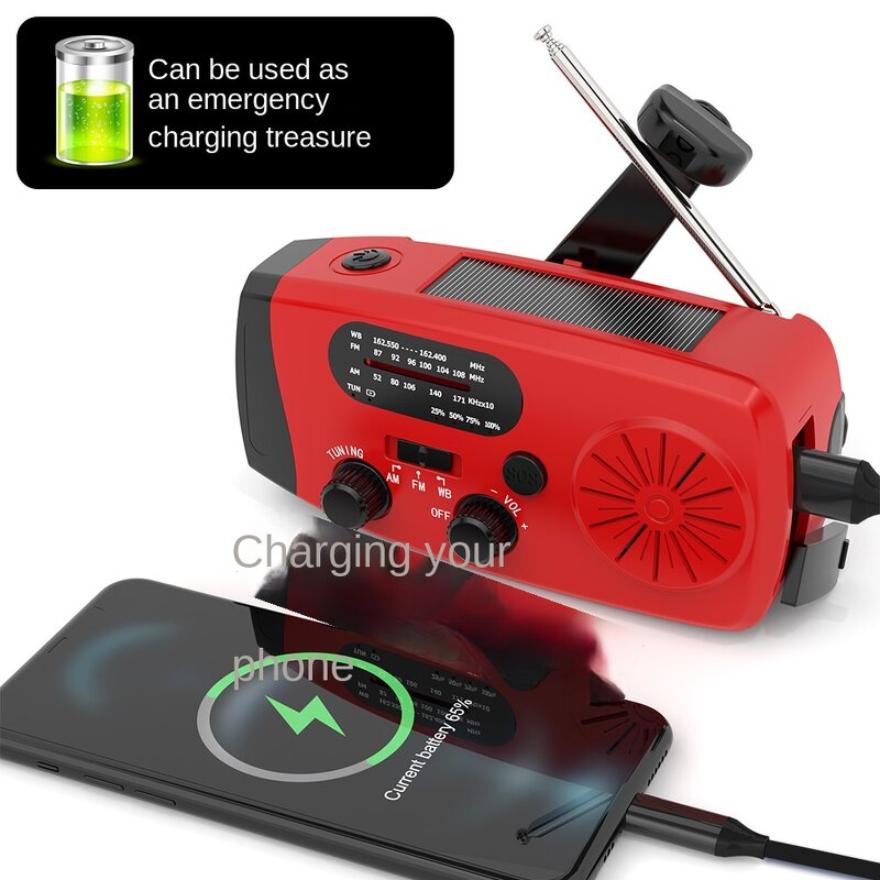 Emergency Radio Manufacturer - Portable Multi-Function Solar & Hand-Cranked Power with SOS Flashlight Made of Durable Plastic