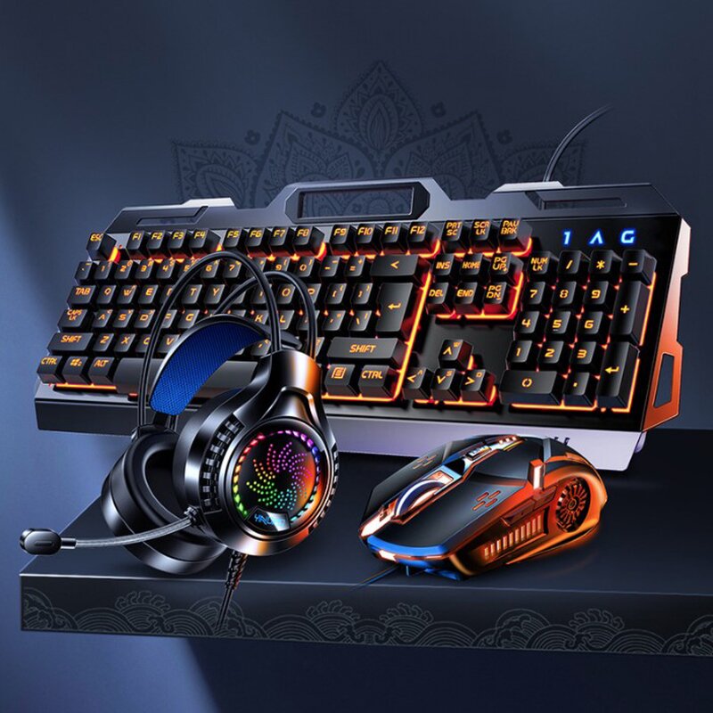 Gaming Mouse and Keyboard Manufacturer - Mouse Pad 3200dpi USB Wired Backlight Mechanical Feel Metal Keyboard Earphone Headphone