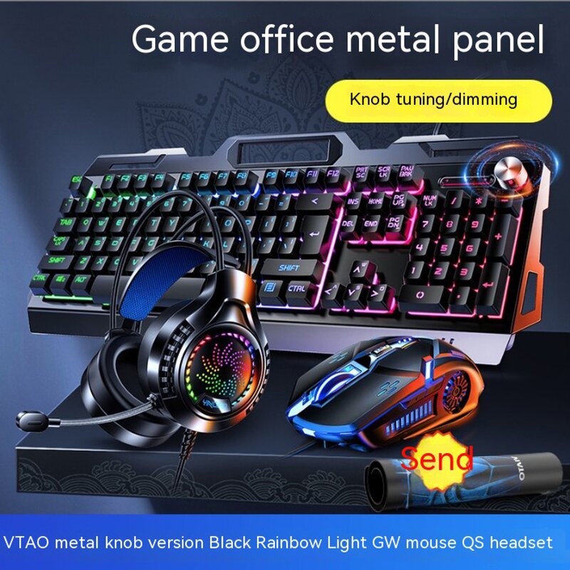 Gaming Mouse and Keyboard Manufacturer - Mouse Pad 3200dpi USB Wired Backlight Mechanical Feel Metal Keyboard Earphone Headphone