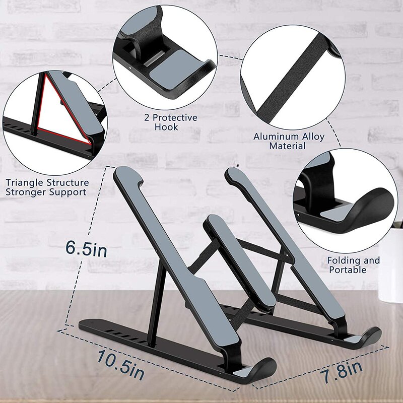 Laptop Stand Manufacturer - Foldable Portable Notebook Support Base Holder Adjustable Riser Cooling Fan Bracket for Laptop Tablet PC Phone