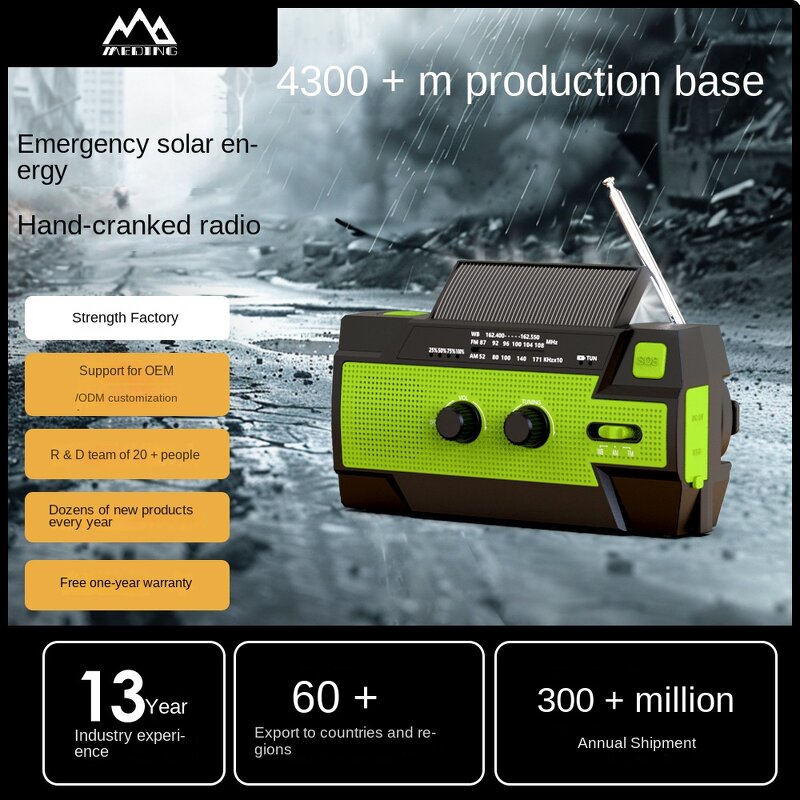 Emergency Radio Manufacturer - Outdoor Multi-Function Portable Hand-Cranked Solar Powered with Flashlight Torch