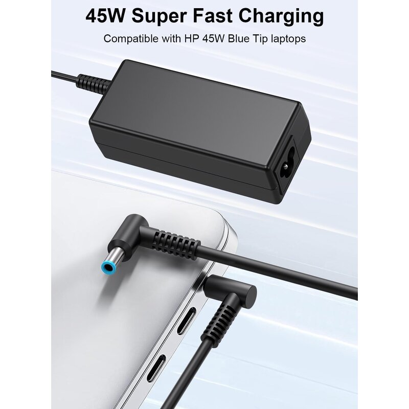 AC Adapter Manufacturer - 45W Power Cord Blue Tip Charger Compatible for HP Pavilion x360 Zbook 14u G4 G5 Notebook Stream 14