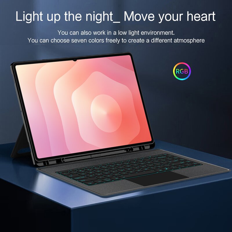 Keyboard Case Manufacturer - PU Leather Smart Magnetic TouchPad Backlit for Samsung Tab S11 Ultra 14.6 Inch Tablet