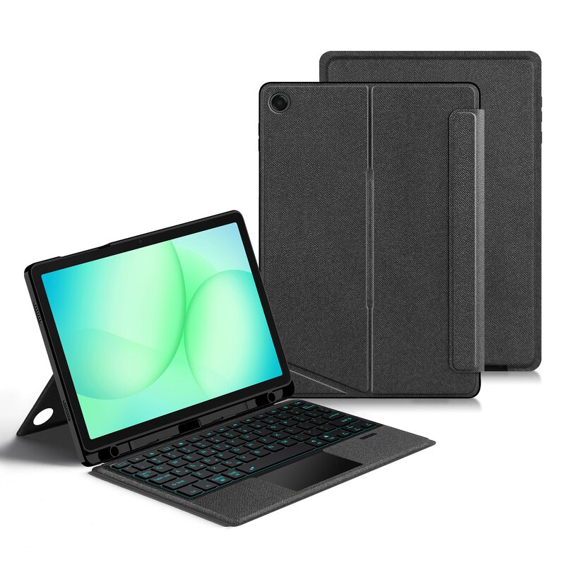 Keyboard Case Manufacturer - PU Leather Smart Magnetic TouchPad Backlit for Samsung Tab A11+ / A11 Plus 11 Inch Tablet