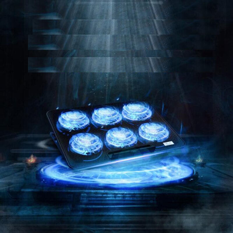 Laptop Stand Cooler Manufacturer - RGB Light with Six Fans Two USB Ports 2500RPM 20DB Adjustable Notebook Cooling Pad for Gaming