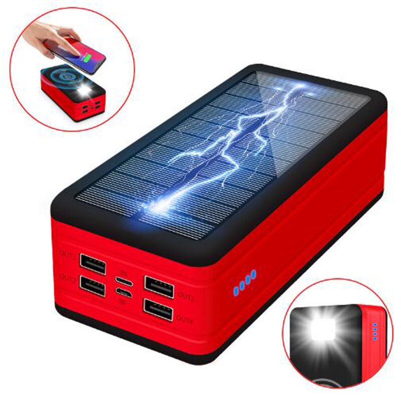 Solar Power Bank Manufacturer - Portable 50000mAh for Xiaomi iPhone Samsung Large Capacity Wireless Flash Light Phone Charger 25W Output