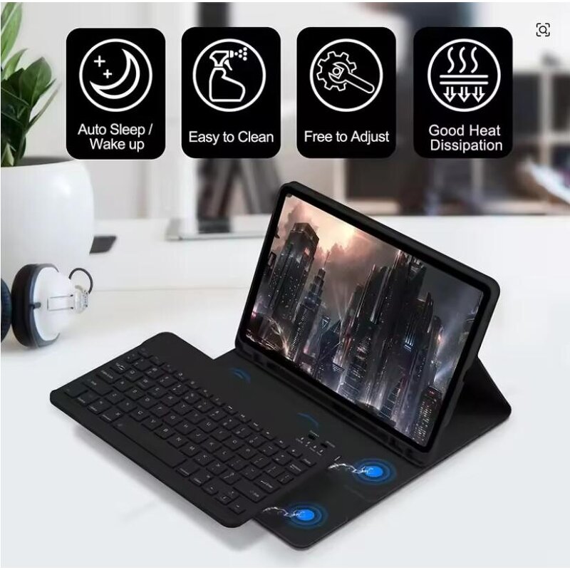Keyboard Cover Manufacturer - USB Wireless BT Protective Leather Shell Tablet Case for Samsung Galaxy Tab S10 FE 10.9inch