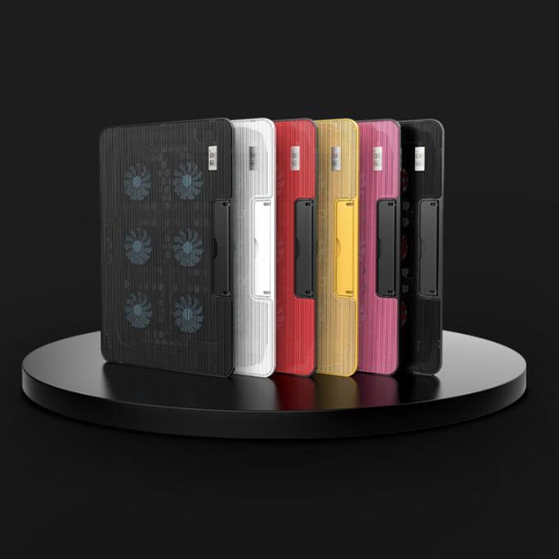 Laptop Stand Cooler Manufacturer - RGB Light with Six Fans Two USB Ports 2500RPM 20DB Adjustable Notebook Cooling Pad for Gaming