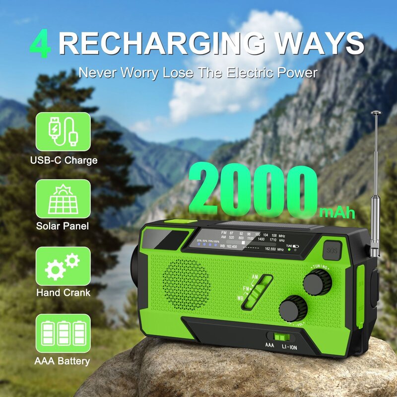 Emergency Radio Manufacturer - Durable Plastic Portable Outdoor Solar Charging and Hand-Crank Flashlight for Disaster Prevention