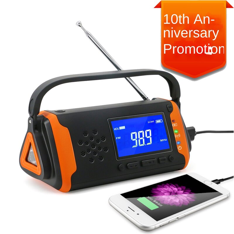 Emergency Radio Manufacturer - Outdoor Rechargeable Flashlight Torch Durable Plastic FM/AM Solar Hand Crank Power Bank Portable