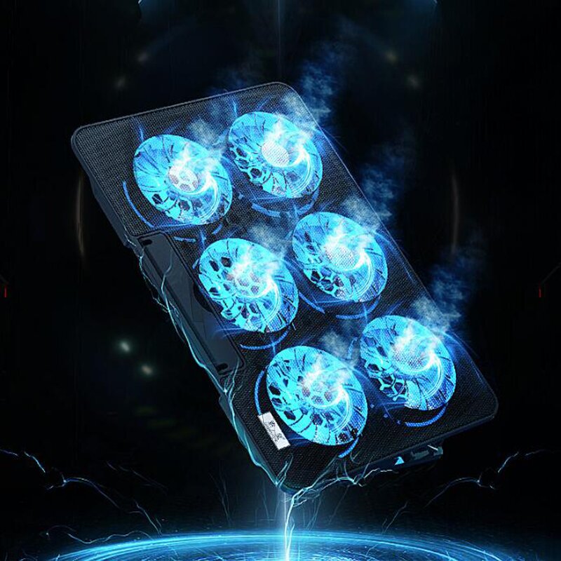 Laptop Stand Cooler Manufacturer - RGB Light with Six Fans Two USB Ports 2500RPM 20DB Adjustable Notebook Cooling Pad for Gaming
