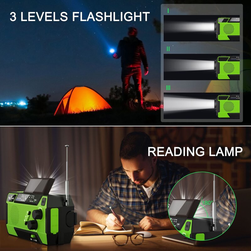 Emergency Radio Manufacturer - Durable Plastic Portable Outdoor Solar Charging and Hand-Crank Flashlight for Disaster Prevention