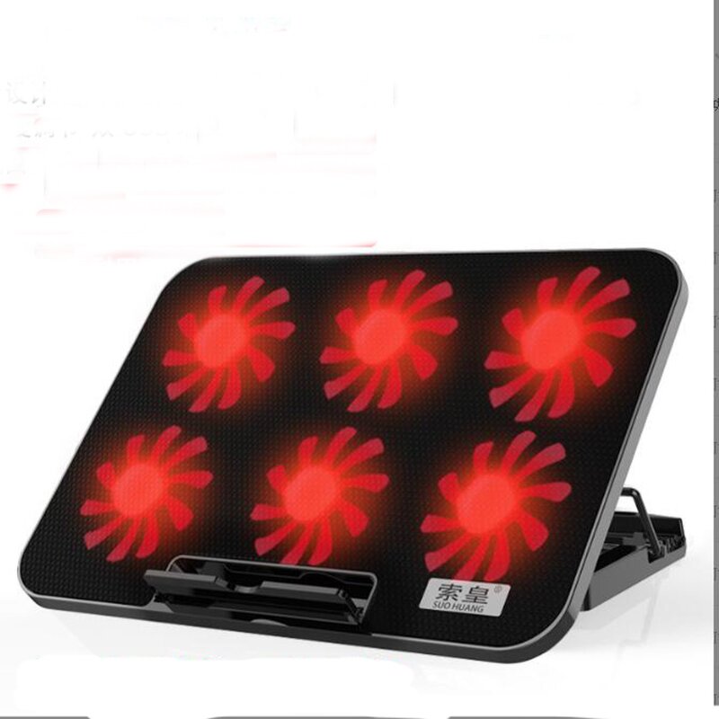 Laptop Stand Cooler Manufacturer - RGB Light with Six Fans Two USB Ports 2500RPM 20DB Adjustable Notebook Cooling Pad for Gaming
