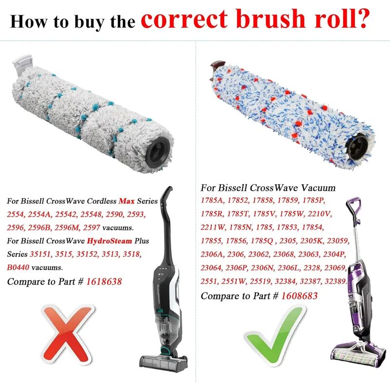 Robot Vacuum Cleaner Spare Parts Manufacturer - for Bissell Crosswave 1868/1785 Series Manual Household HEPA Filter Roll Brush 17132 1934 1926