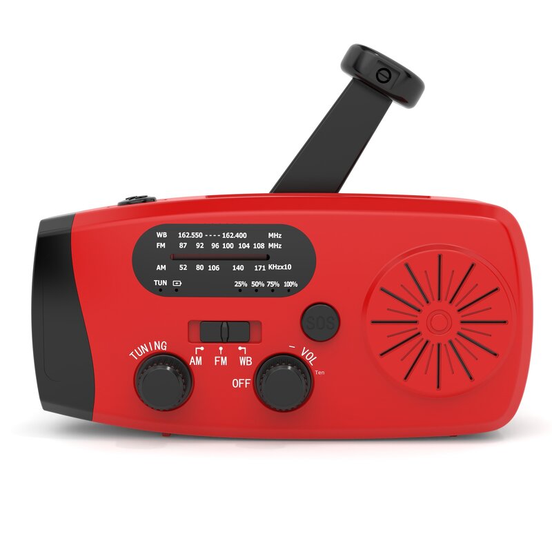 Emergency Radio Manufacturer - Portable Multi-Function Solar & Hand-Cranked Power with SOS Flashlight Made of Durable Plastic
