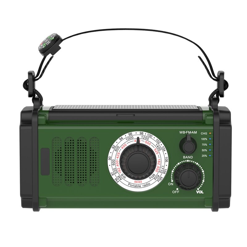 Emergency Radio Manufacturer - Outdoor 10000mAh Multi-Function Solar Hand Crank Flashlight for Disaster Prevention SOS Made Durable Plastic