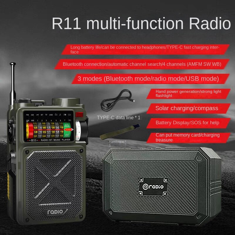 Emergency Radio Manufacturer - Outdoor 5W Micro USB Hand-Cranked Solar Powered DAB Radio for Bluetooth Speaker Power Banks
