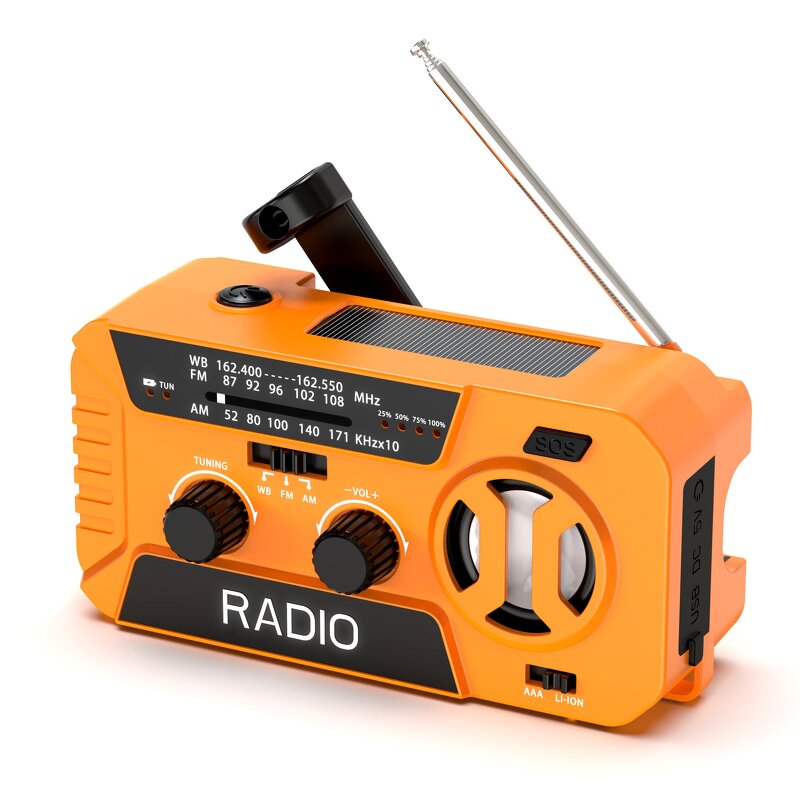 Emergency Radio Manufacturer - Outdoor Multi-Function Portable Solar Hand-Cranked Flashlight for Disaster Prevention Earthquake Charging