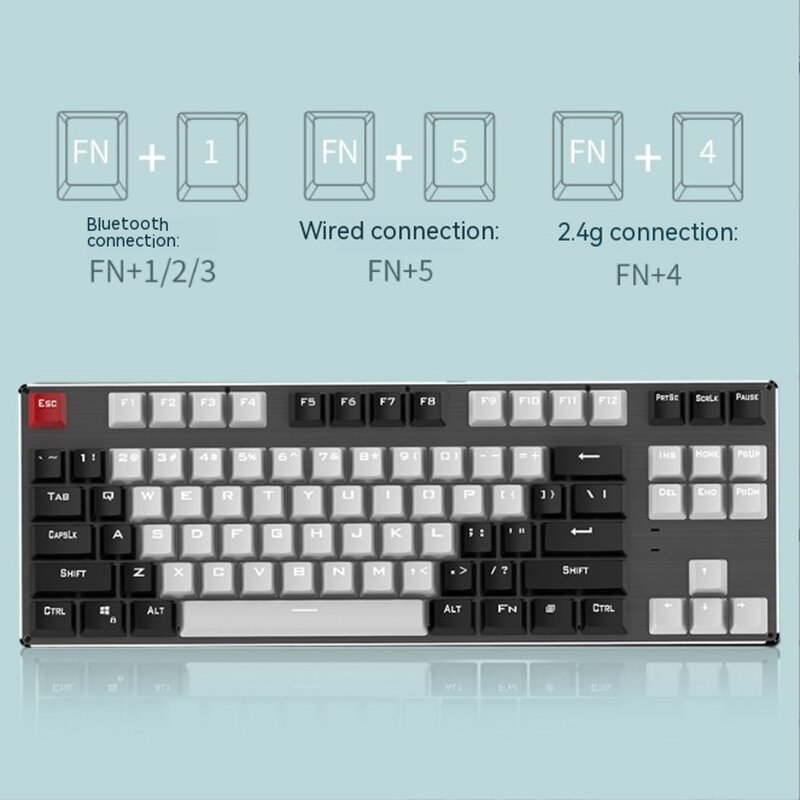 Mechanical Gaming Keyboard Manufacturer - Three-Mode Connection Type c Wired 2.4G Wireless Compatible 87 Keys for Gamers