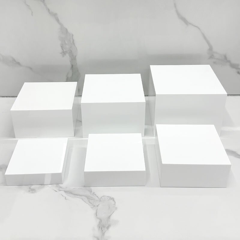 Food Dessert Display Stand Manufacturer - White Buffet Acrylic Riser Cube Set of 6 Square for Sale