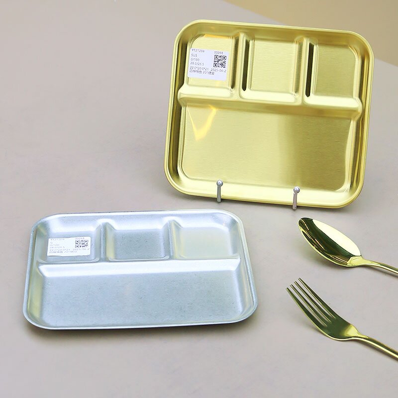 Dinner Plate Manufacturer - Stainless Steel Food Container Divided Vintage Compartment Meal Snack Tray