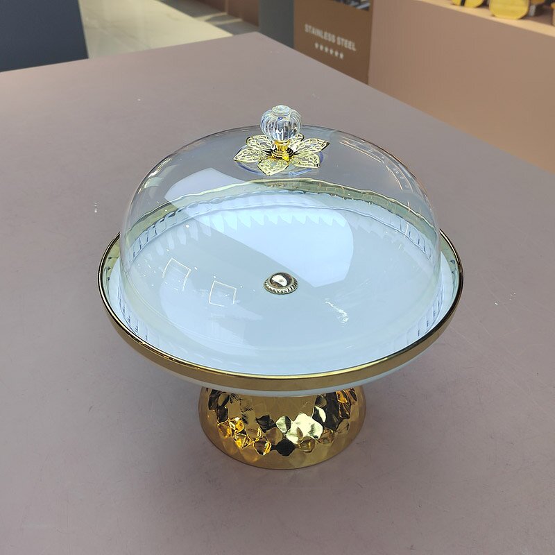 Fruit Plate Manufacturer - Nordic Creative Round Ceramic Hotel Home Dessert High-footed Cake Plate Stand