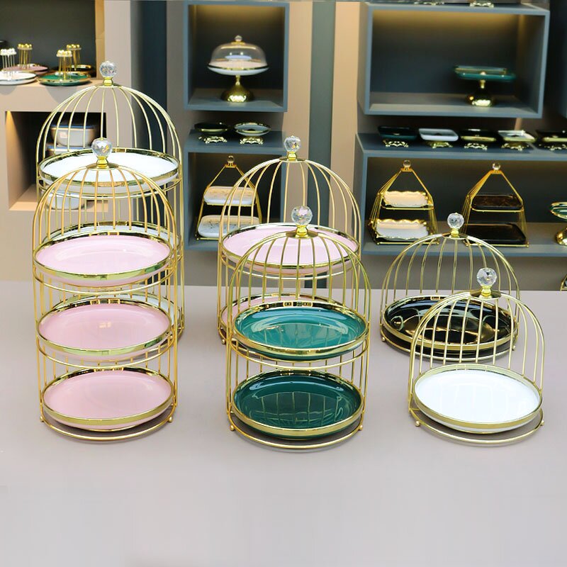 Cake Stand Manufacturer - Baking Tools Supplies Cake Table Decorating 3-tier Dessert Marble Snack Metal Bird Cage Rack