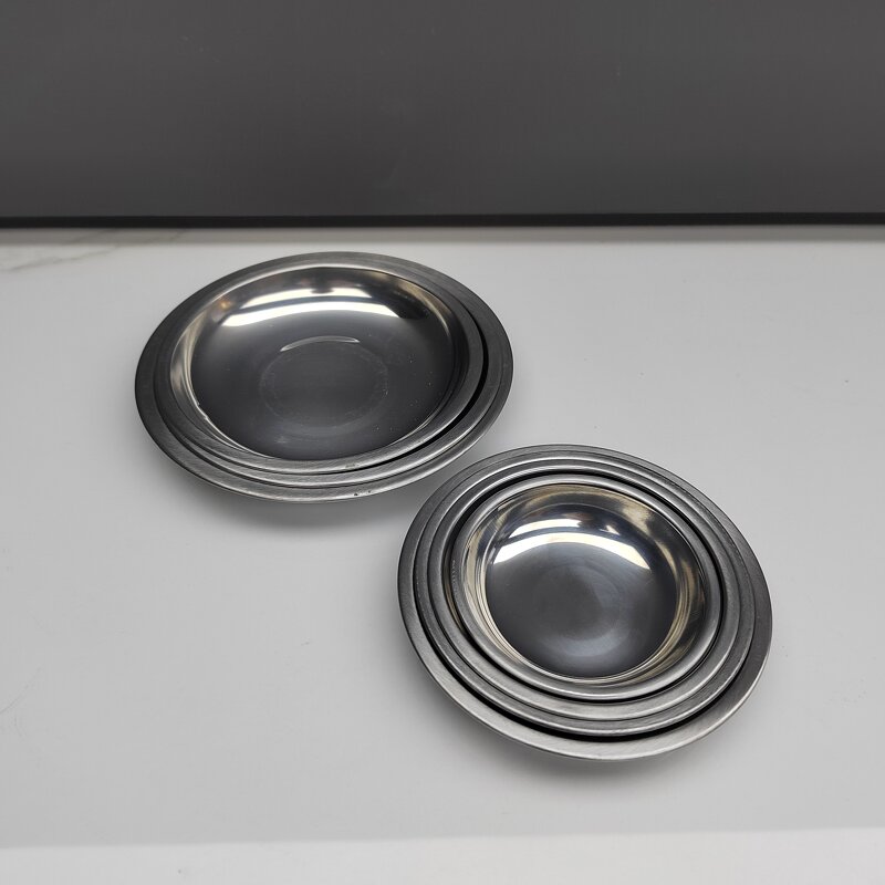 Metal Dinner Plate Manufacturer - Stainless Steel Polished Round Kitchen Plate Dish Dinnerware Baking Dishes