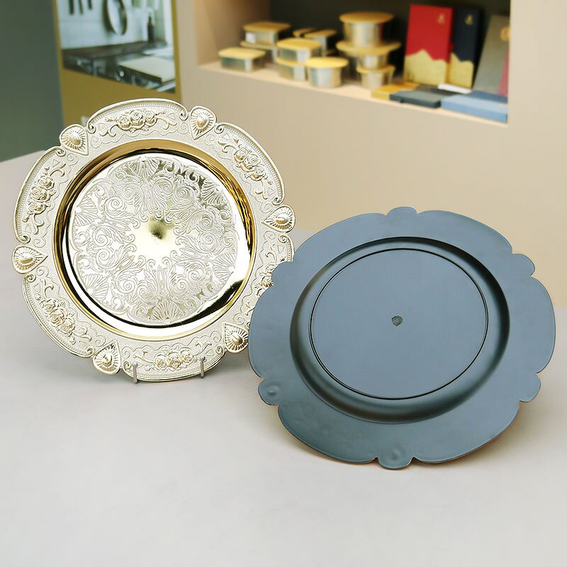 Charger Plates Manufacturer - 13inch Vintage Plastic Wedding Restaurant Table Decorative