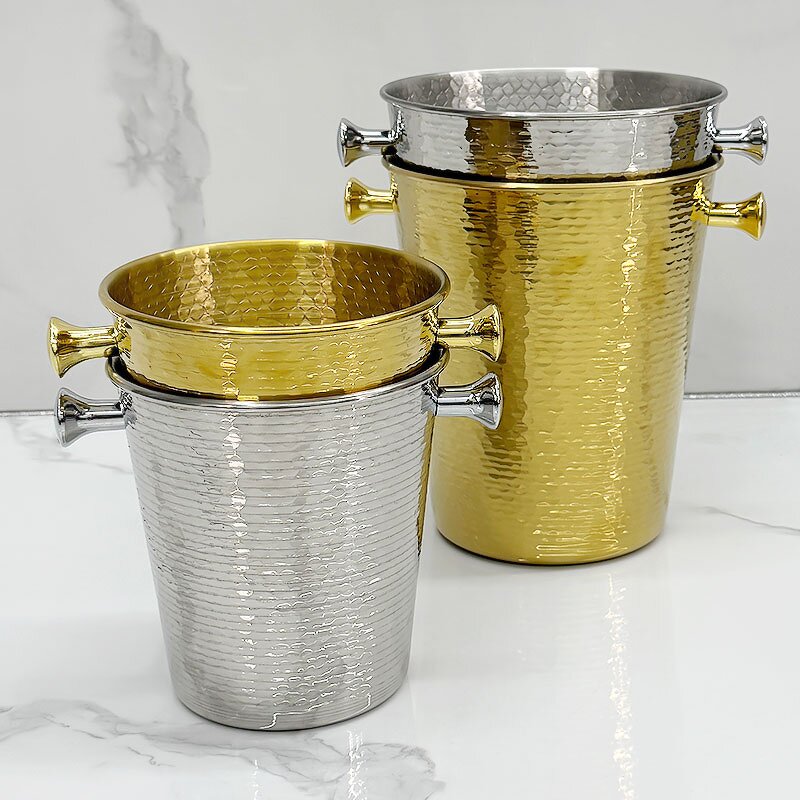 Wine Cooler Manufacturer - Large Luxury Stainless Steel 3L 5L New Style Whiskey Beer Champagne Cooler Tongs Golden Party