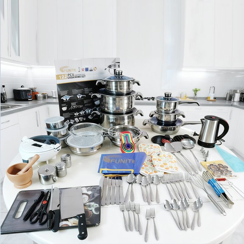 Kitchenware Set Manufacturer - Wholesale 122pcs Stainless Steel Pots and Pans Utensils Casseroles