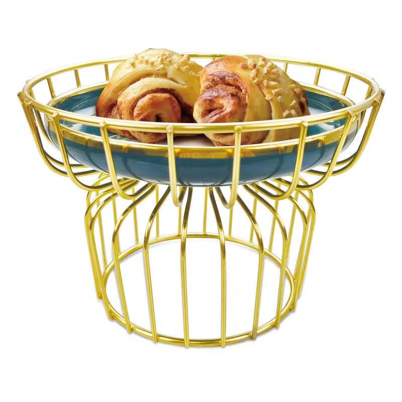 Dried Fruit Tray Manufacturer - Light Luxury Style Ceramic Luxury Metal Stand For Household Snack Dry Fruit Decoration