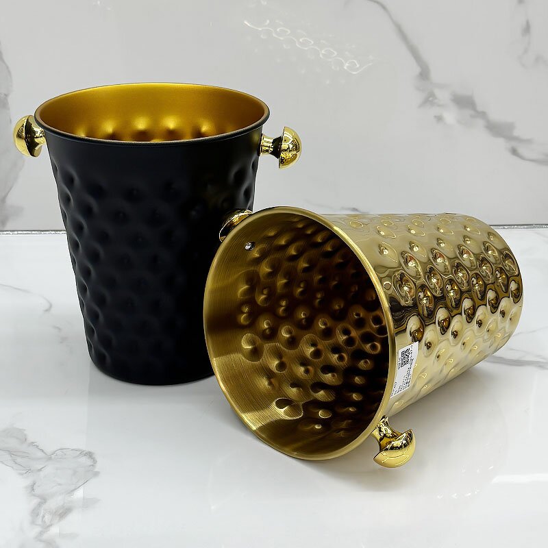 Wine Ice Bucket Manufacturer - Luxury Hammered Gold/Black/Siver 5L Stainless Steel Insulated for Bar & Restaurant for Hotels
