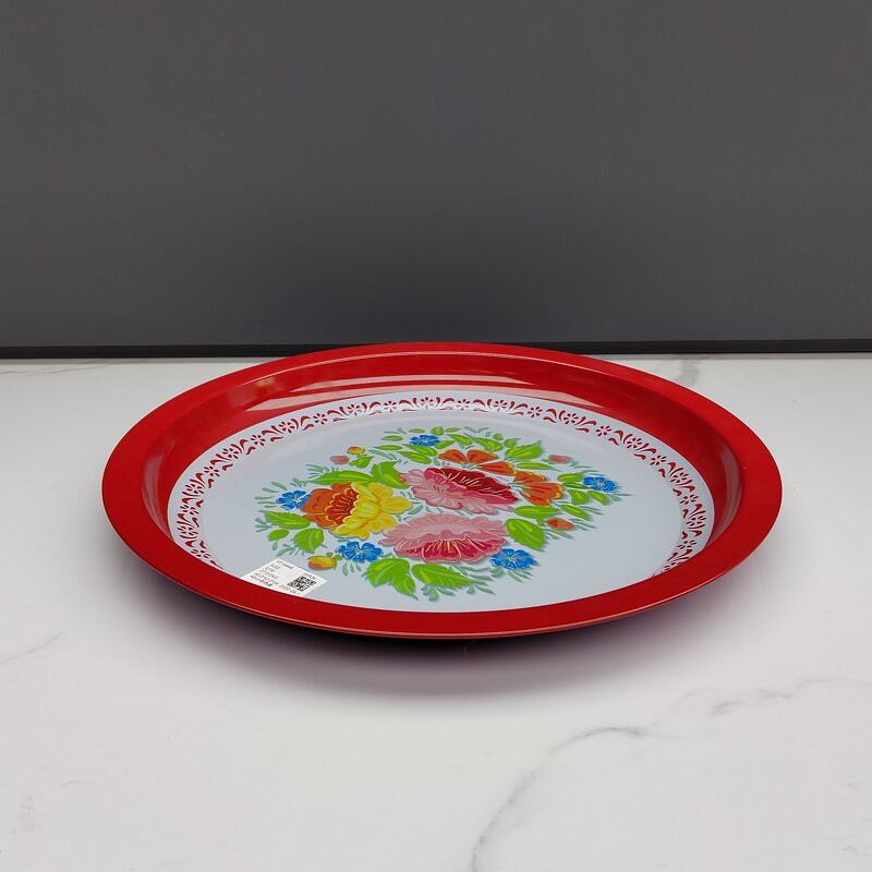 Enamel Tray Manufacturer - 35/40/45/50/55cm Cheap Unbreakable Enamelware Tea Tray Round Plate