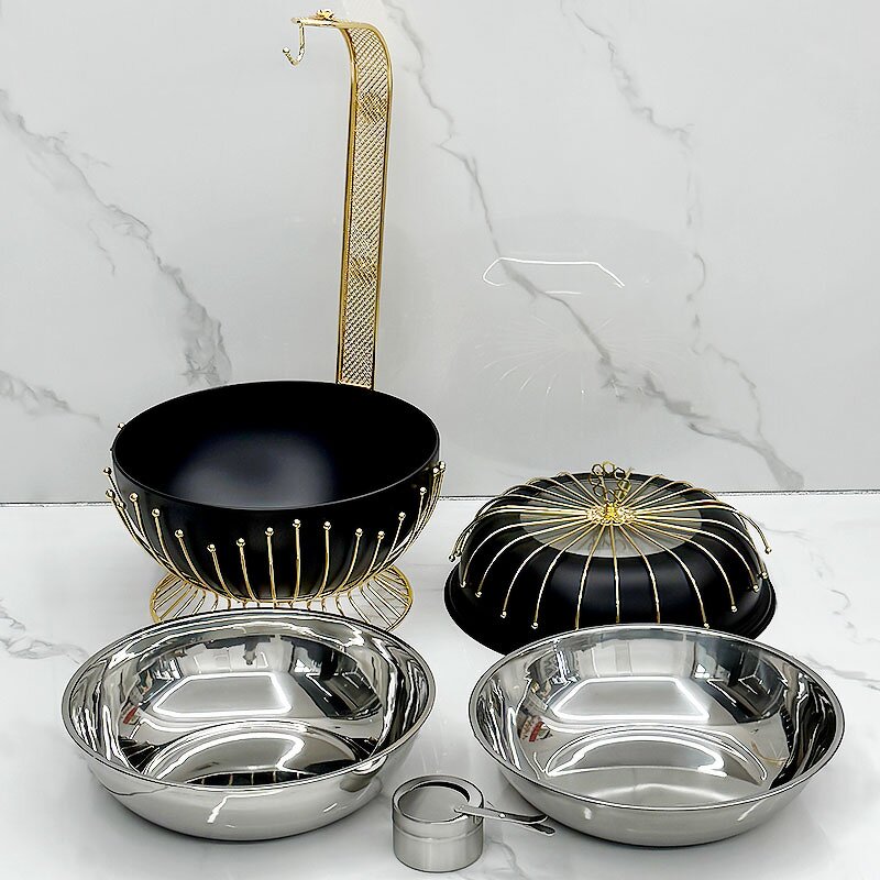 Chafing Dish Manufacturer - Hotel Restaurant Party 8L Stainless Steel Bead Hanging Stove Black Buffet with Alcohol Furnace