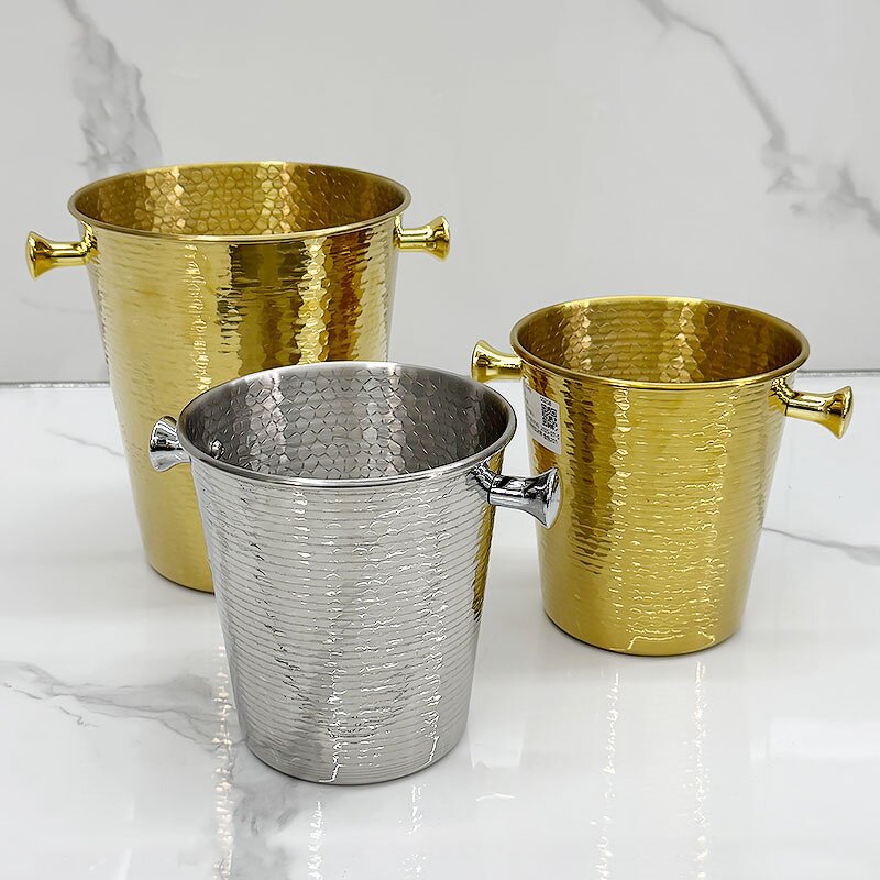 Wine Cooler Manufacturer - Large Luxury Stainless Steel 3L 5L New Style Whiskey Beer Champagne Cooler Tongs Golden Party