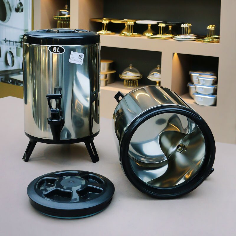 Bubble Tea Insulated Container Manufacturer - Stainless Steel 6L/8L/10L/12L/14L/16L/18L for Coffee Shop Milk Tea Insulation Bucket