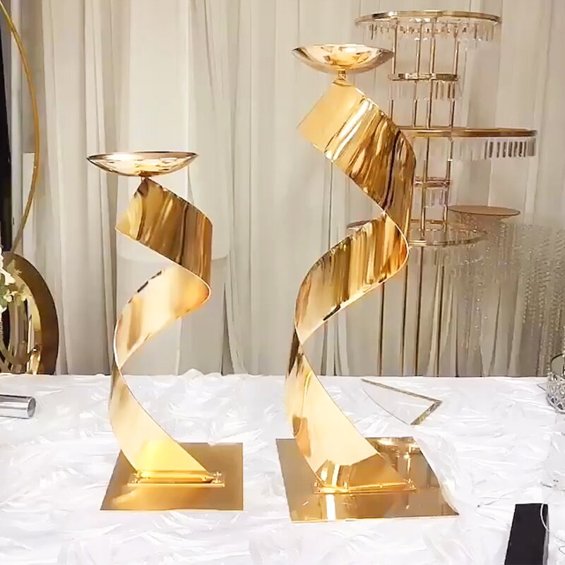 Flower Stand Manufacturer - Gold White Silver S Shape Wedding Metal Centerpieces Flower Pot Decoration