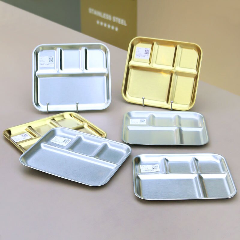 Dinner Plate Manufacturer - Stainless Steel Food Container Divided Vintage Compartment Meal Snack Tray