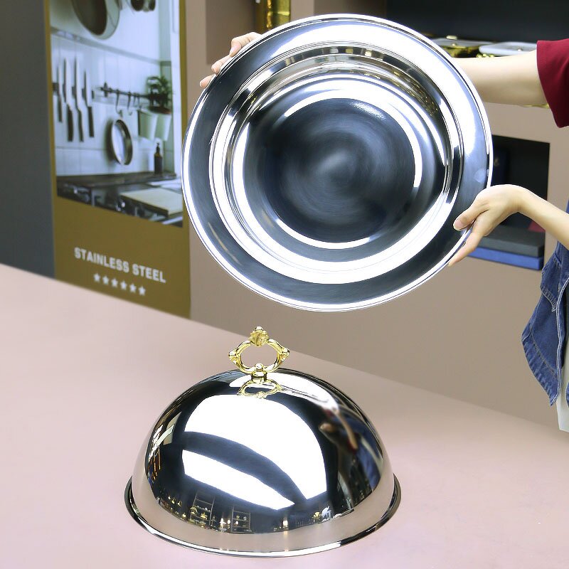Buffet Server Plate Manufacturer - Durable Gold 47cm Oem Hotel Easy Clean With Lid Stainless Steel Trays