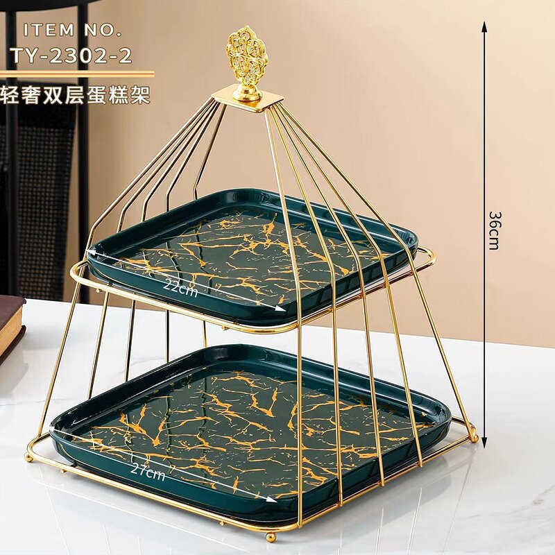 Cake Stand Manufacturer - New Design INS Creative Cake Decorations Birthday Party Supply Dessert Rack Afternoon Tea Iron Ceramics Multitier