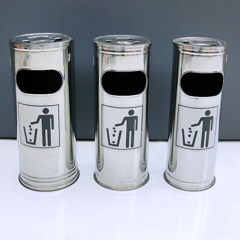 Trash Bin Manufacturer - Commercial Metal Outdoor Stainless Steel Ashtray Rubbish Can Waste Container